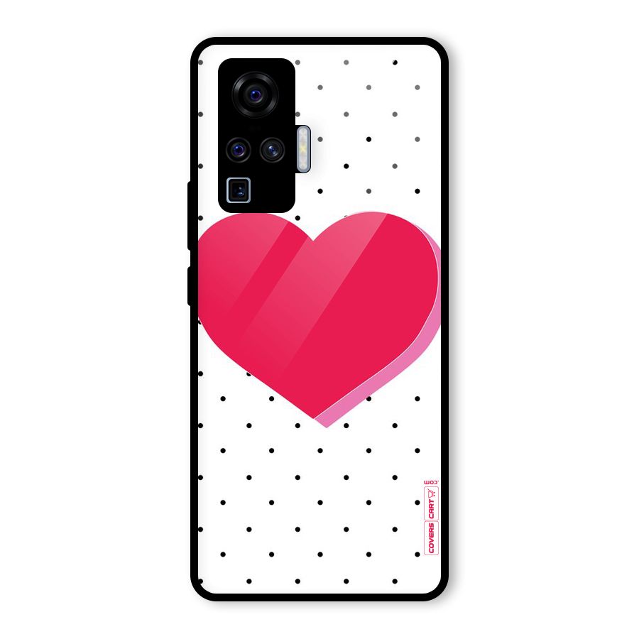 Pink Polka Heart Glass Back Case for Vivo X50 Pro