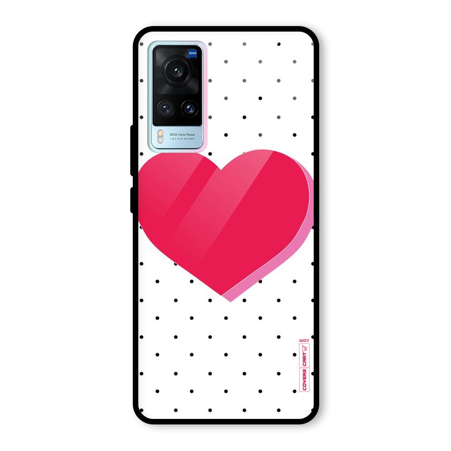 Pink Polka Heart Glass Back Case for Vivo X60