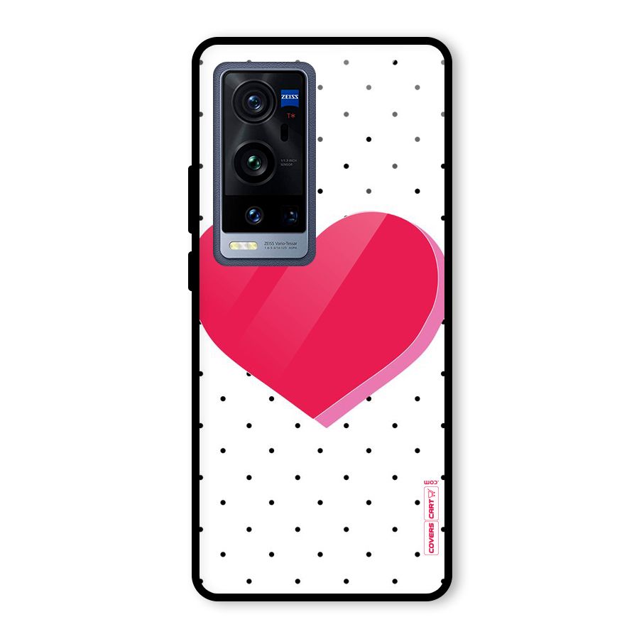Pink Polka Heart Glass Back Case for Vivo X60 Pro Plus