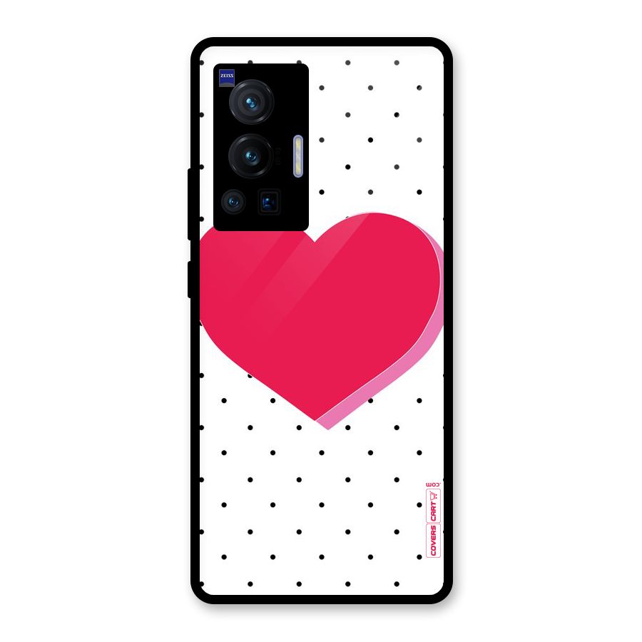 Pink Polka Heart Glass Back Case for Vivo X70 Pro