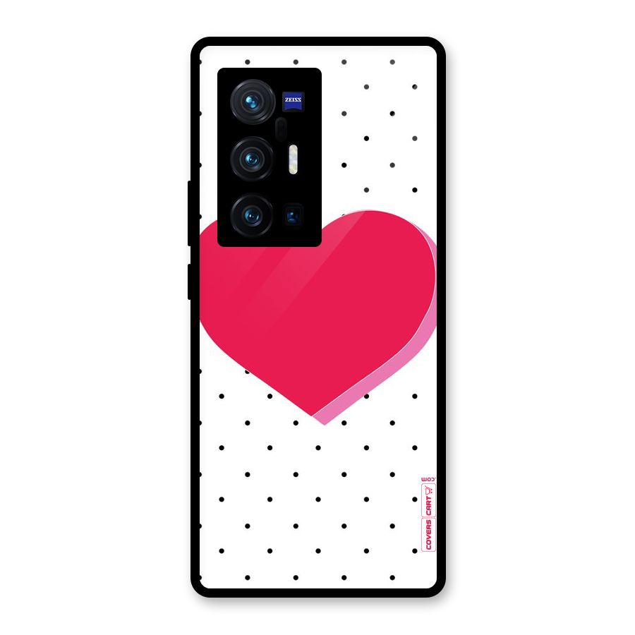 Pink Polka Heart Glass Back Case for Vivo X70 Pro Plus