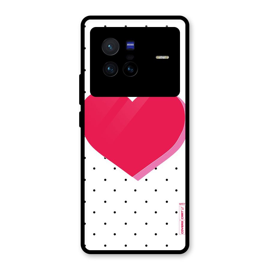 Pink Polka Heart Glass Back Case for Vivo X80