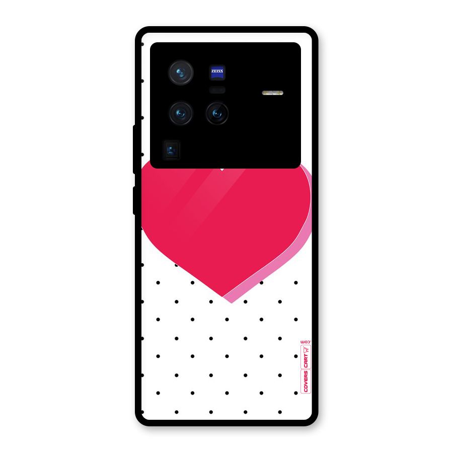 Pink Polka Heart Glass Back Case for Vivo X80 Pro