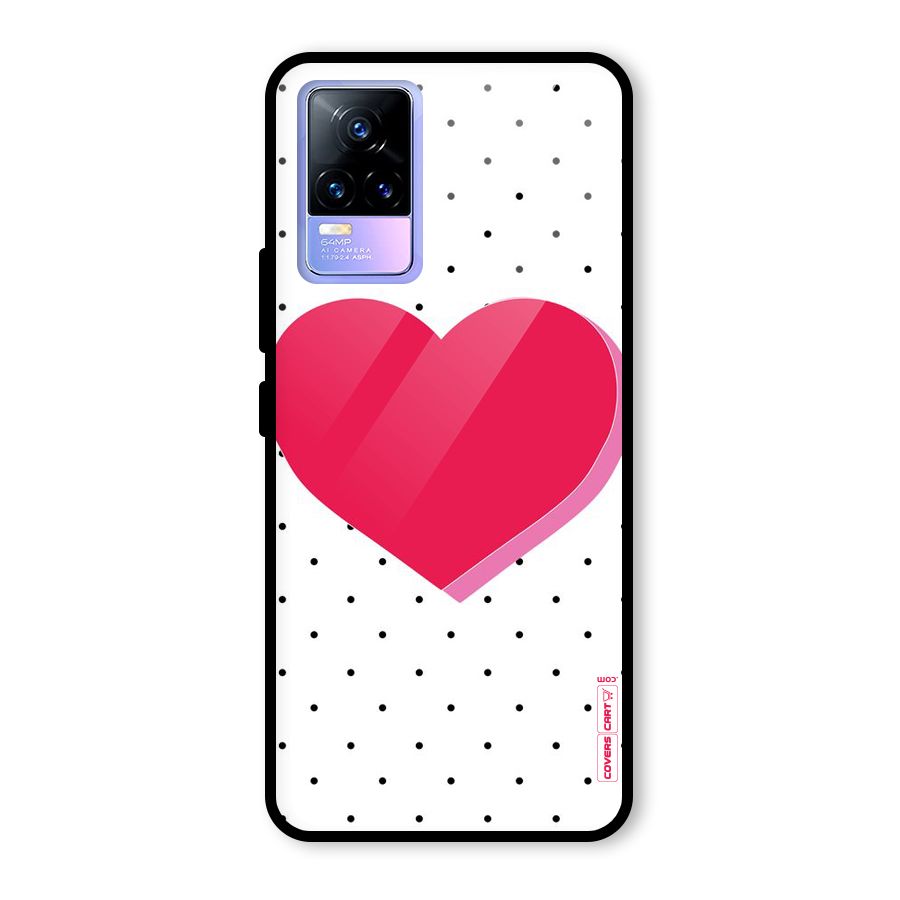 Pink Polka Heart Glass Back Case for Vivo Y73