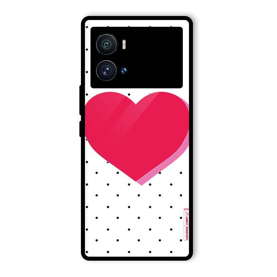 Pink Polka Heart Glass Back Case for Vivo iQOO 9 Pro