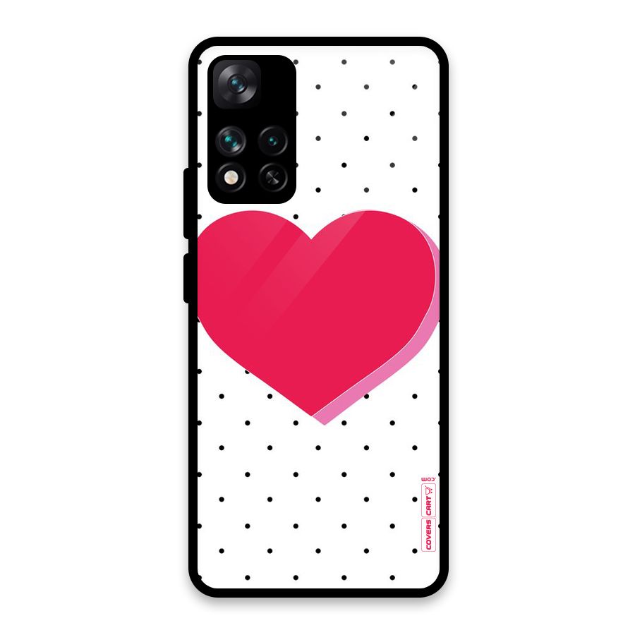 Pink Polka Heart Glass Back Case for Xiaomi 11i HyperCharge 5G