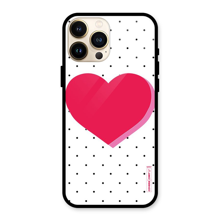 Pink Polka Heart Glass Back Case for iPhone 13 Pro Max