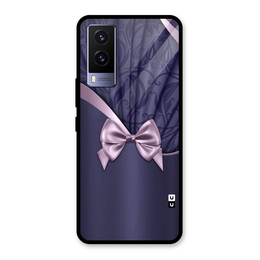 Pink Ribbon Glass Back Case for Vivo V21e 5G