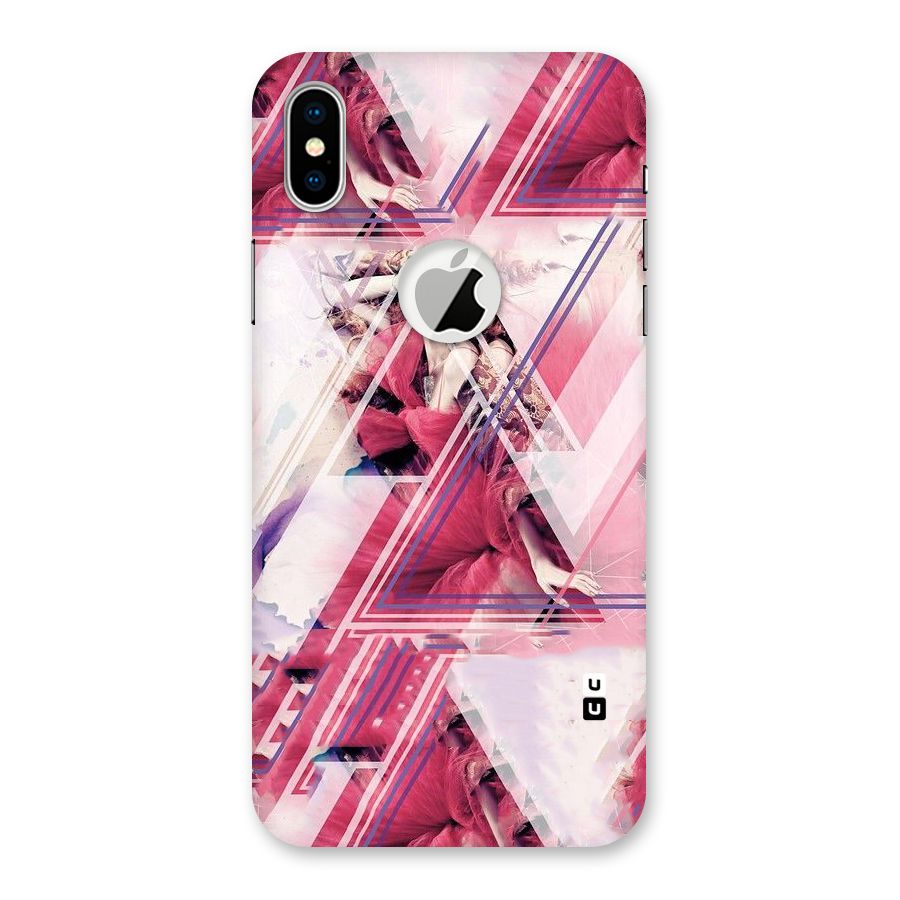 Pink Rose Abstract Back Case for iPhone XS Logo Cut