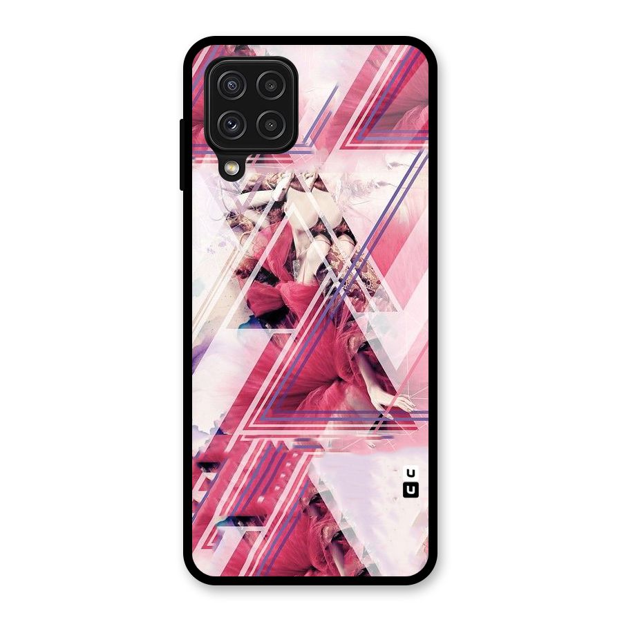 Pink Rose Abstract Glass Back Case for Galaxy A22 4G