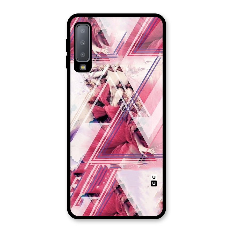 Pink Rose Abstract Glass Back Case for Galaxy A7 (2018)