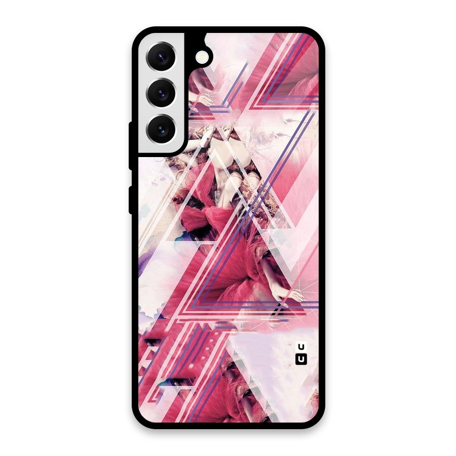 Pink Rose Abstract Glass Back Case for Galaxy S22 Plus 5G