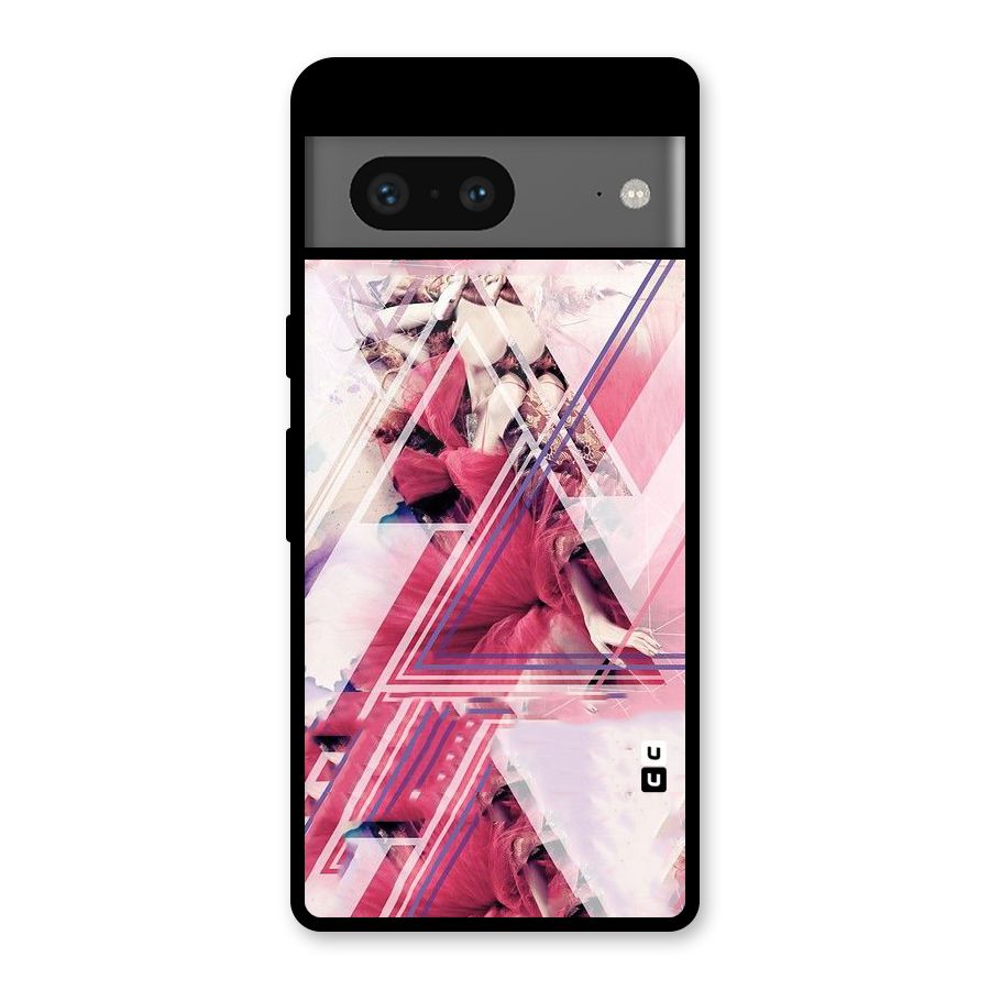 Pink Rose Abstract Glass Back Case for Google Pixel 7
