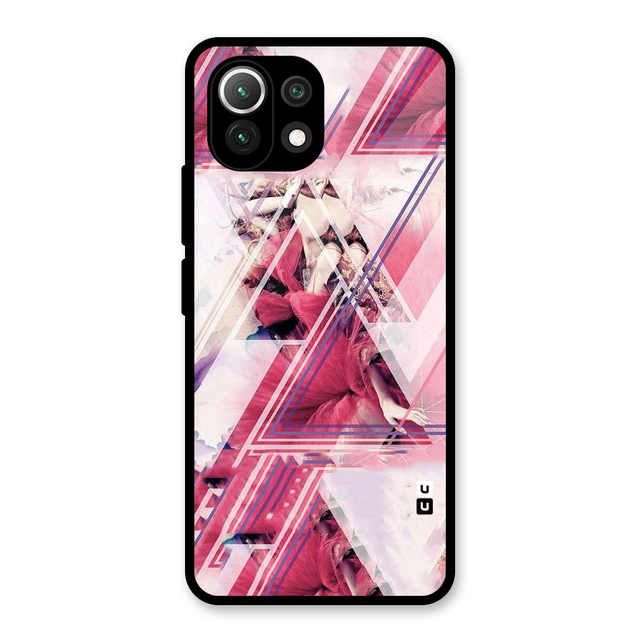 Pink Rose Abstract Glass Back Case for Mi 11 Lite
