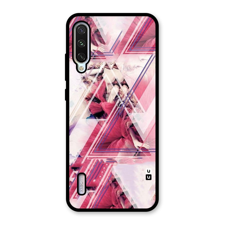 Pink Rose Abstract Glass Back Case for Mi A3