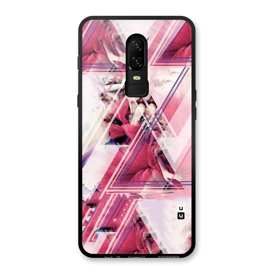 Pink Rose Abstract Glass Back Case for OnePlus 6