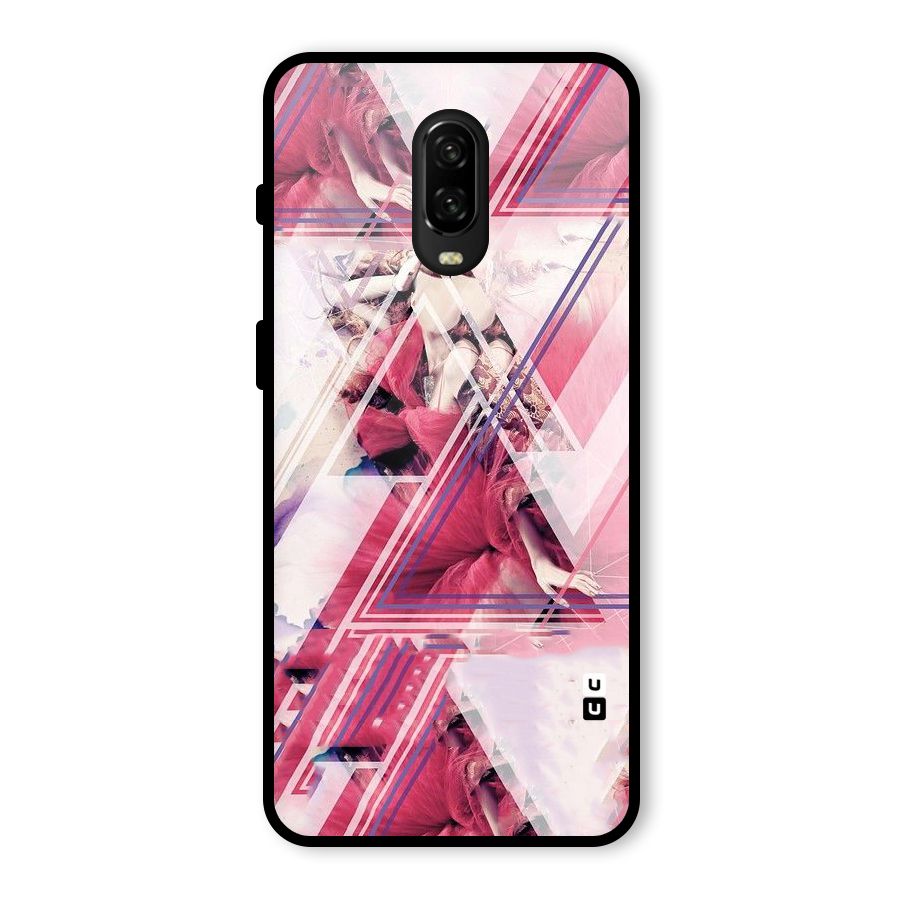 Pink Rose Abstract Glass Back Case for OnePlus 6T