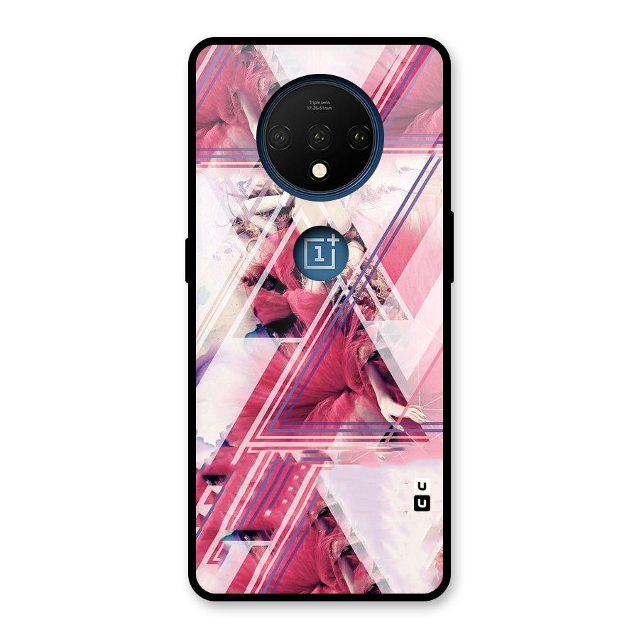 Pink Rose Abstract Glass Back Case for OnePlus 7T