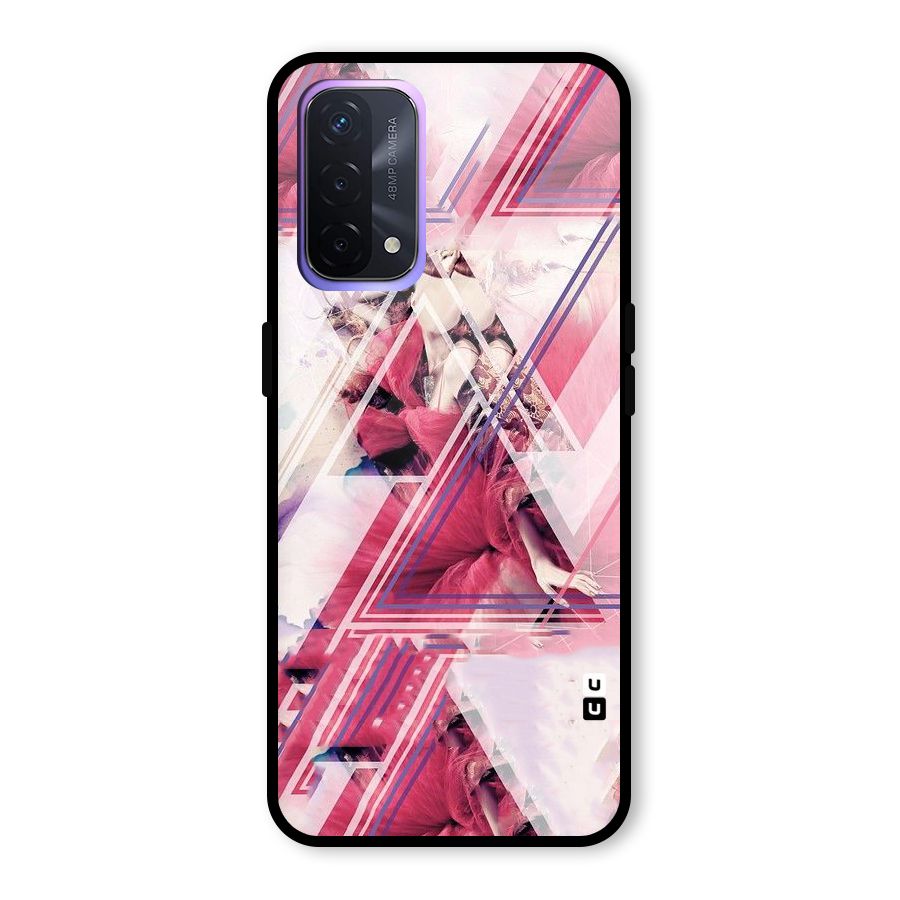 Pink Rose Abstract Glass Back Case for Oppo A74 5G