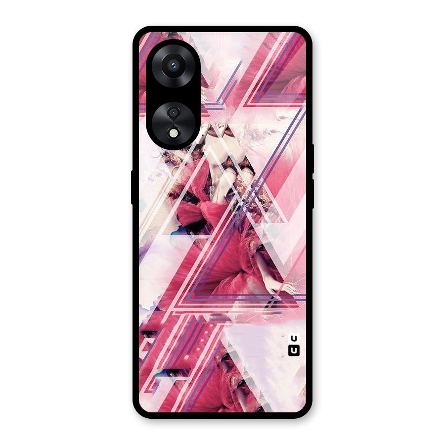 Pink Rose Abstract Glass Back Case for Oppo A78