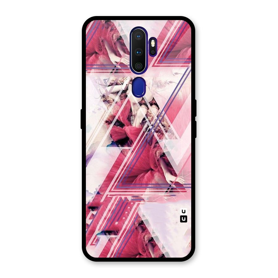 Pink Rose Abstract Glass Back Case for Oppo A9 (2020)