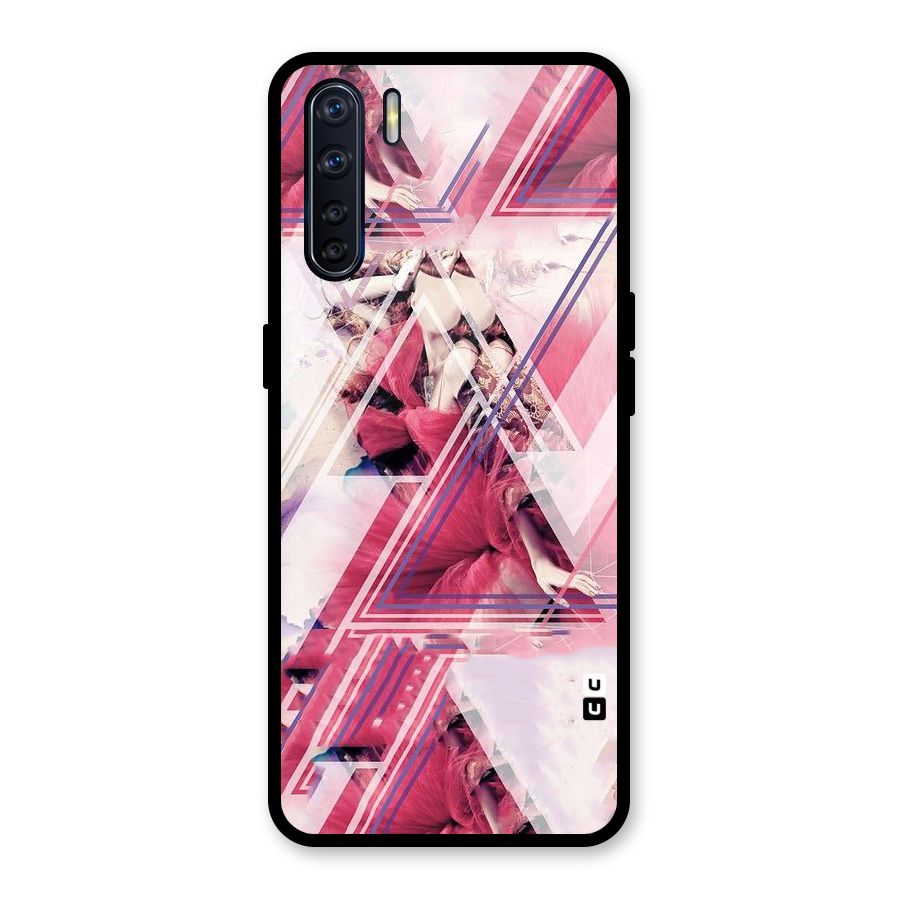 Pink Rose Abstract Glass Back Case for Oppo F15