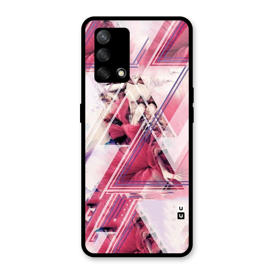 Pink Rose Abstract Glass Back Case for Oppo F19