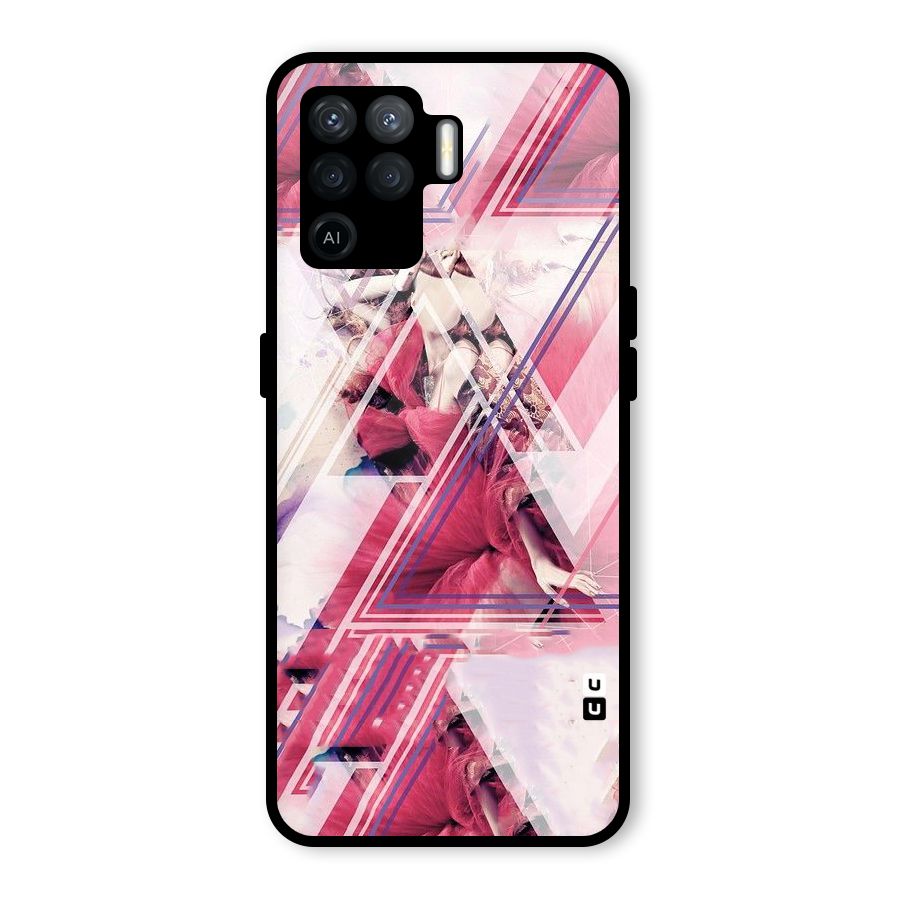 Pink Rose Abstract Glass Back Case for Oppo F19 Pro