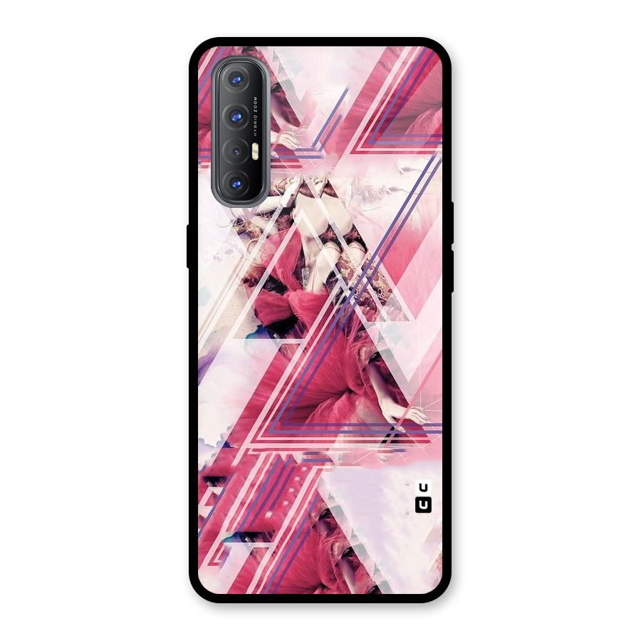 Pink Rose Abstract Glass Back Case for Oppo Reno3 Pro