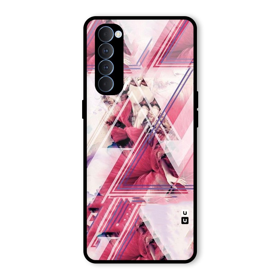 Pink Rose Abstract Glass Back Case for Oppo Reno4 Pro