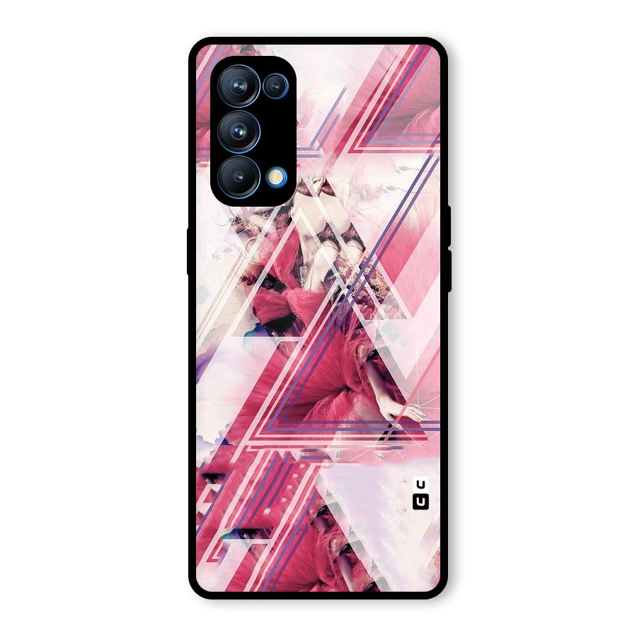 Pink Rose Abstract Glass Back Case for Oppo Reno5 Pro 5G