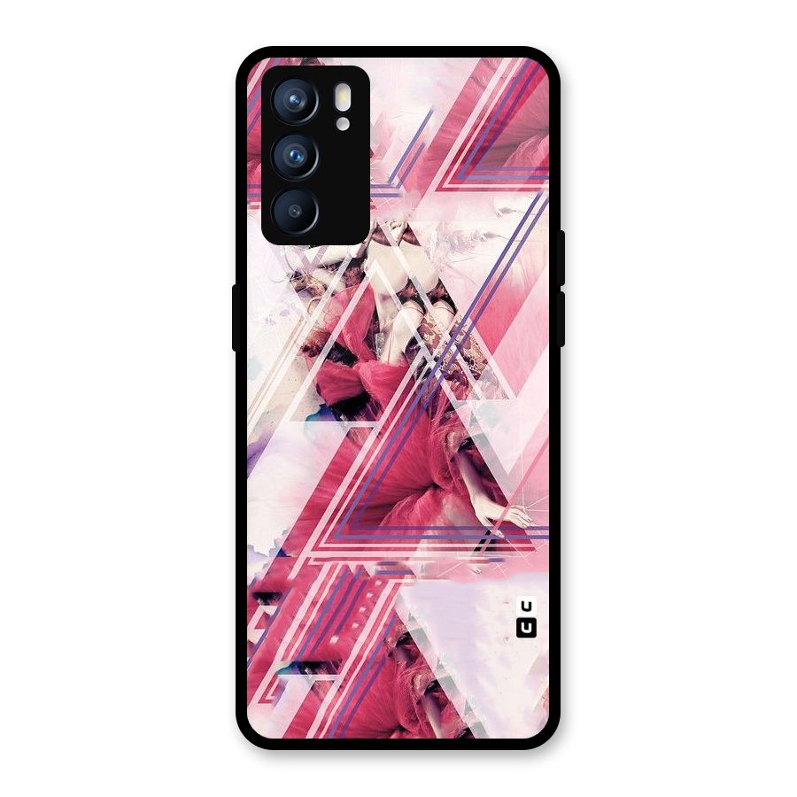 Pink Rose Abstract Glass Back Case for Oppo Reno6 5G