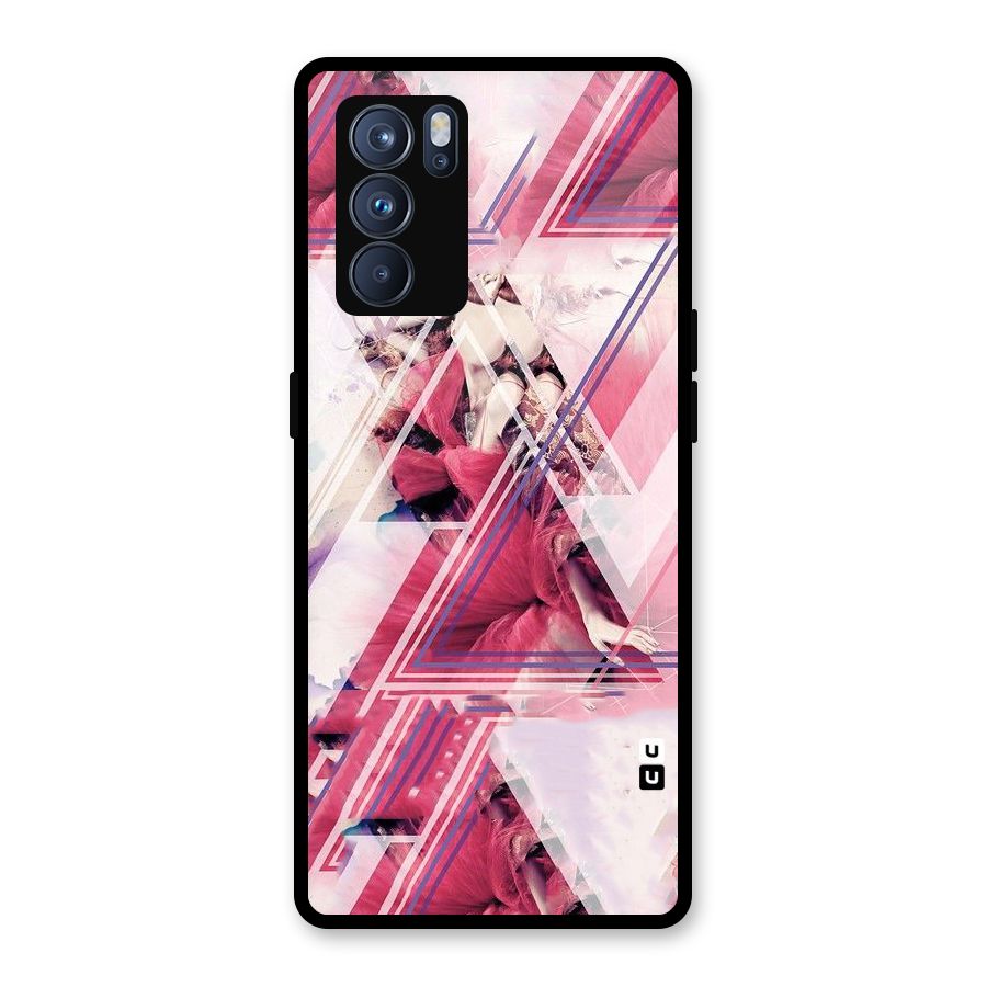 Pink Rose Abstract Glass Back Case for Oppo Reno6 Pro 5G