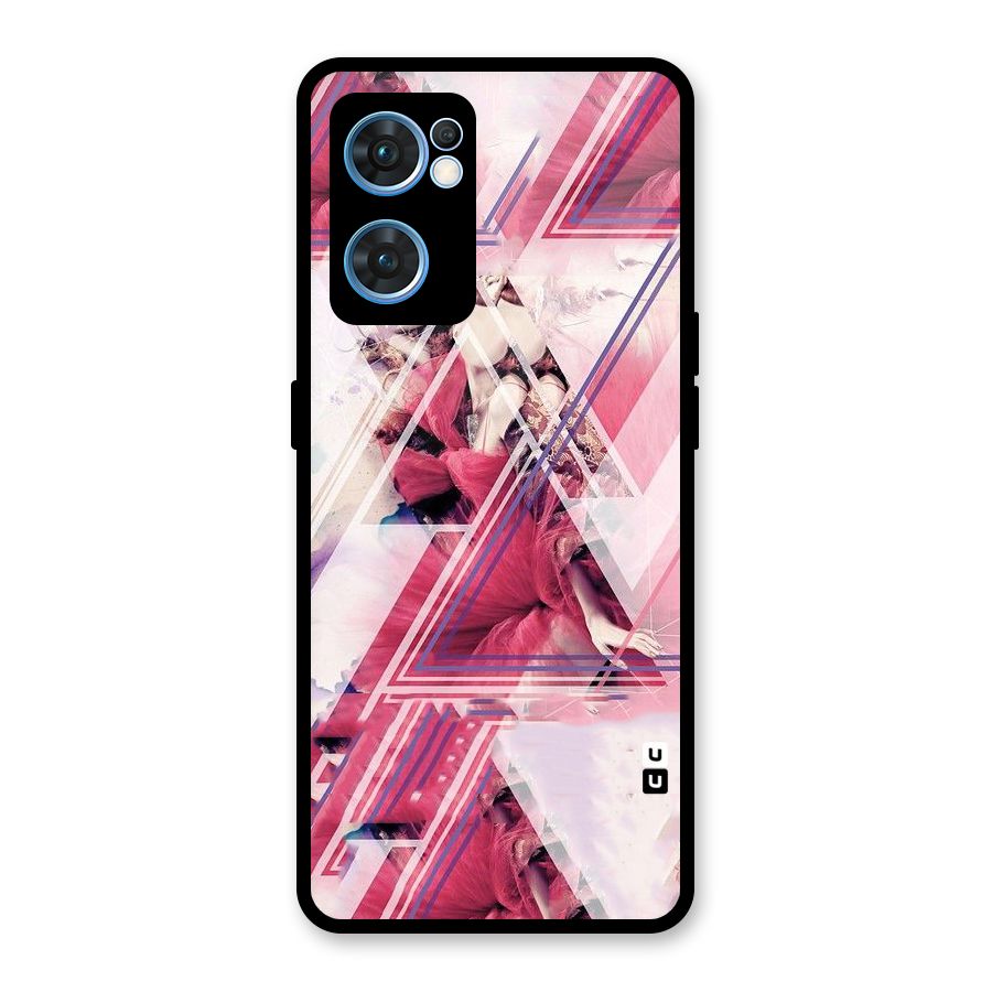 Pink Rose Abstract Glass Back Case for Oppo Reno7 5G