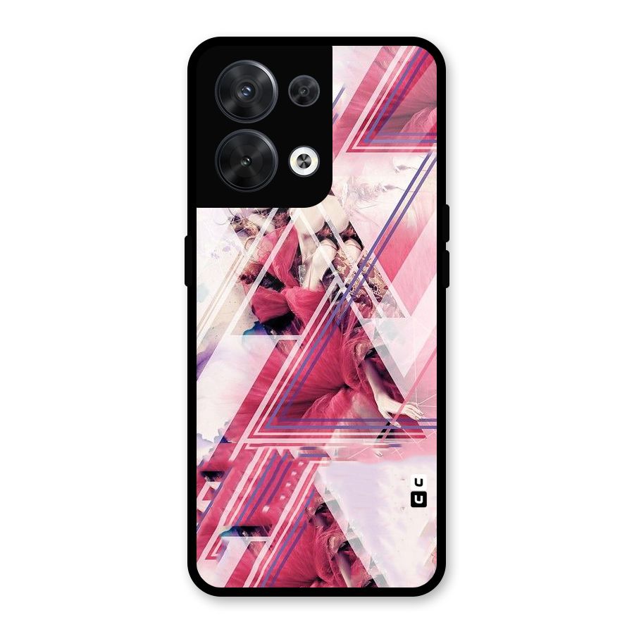 Pink Rose Abstract Glass Back Case for Oppo Reno8 5G