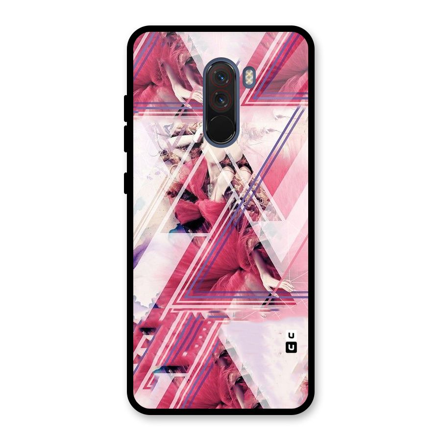 Pink Rose Abstract Glass Back Case for Poco F1