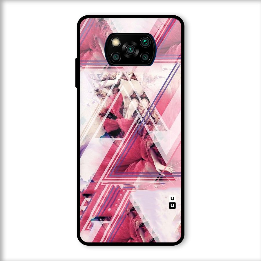 Pink Rose Abstract Glass Back Case for Poco X3
