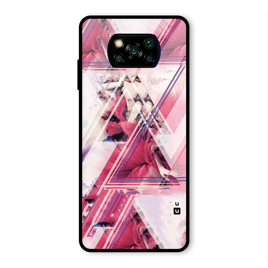 Pink Rose Abstract Glass Back Case for Poco X3 Pro