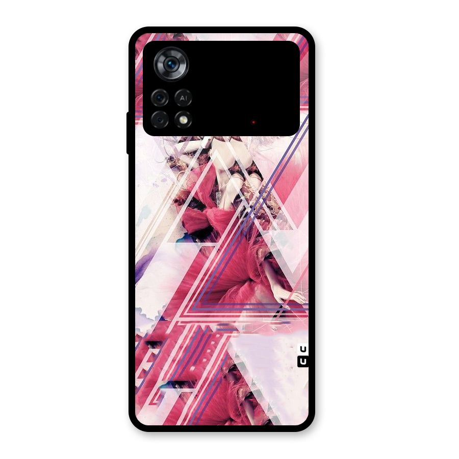 Pink Rose Abstract Glass Back Case for Poco X4 Pro 5G