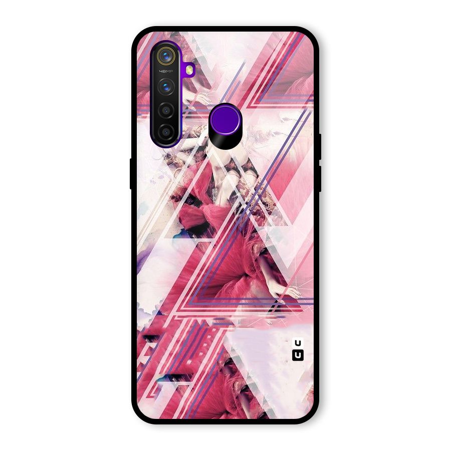 Pink Rose Abstract Glass Back Case for Realme 5 Pro