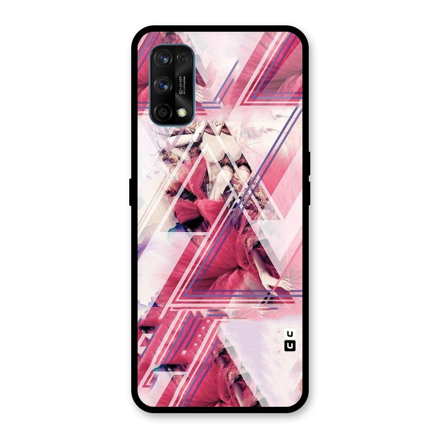 Pink Rose Abstract Glass Back Case for Realme 7 Pro