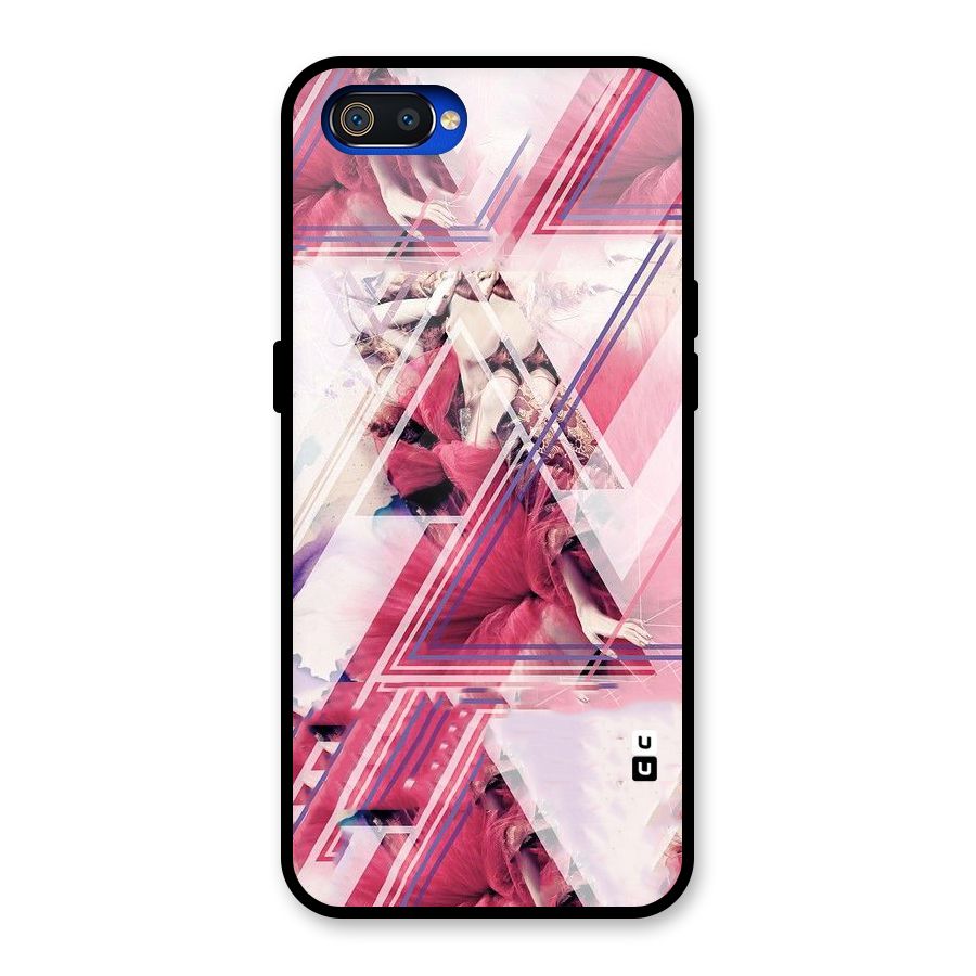 Pink Rose Abstract Glass Back Case for Realme C2