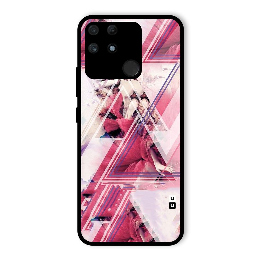 Pink Rose Abstract Glass Back Case for Realme Narzo 50A