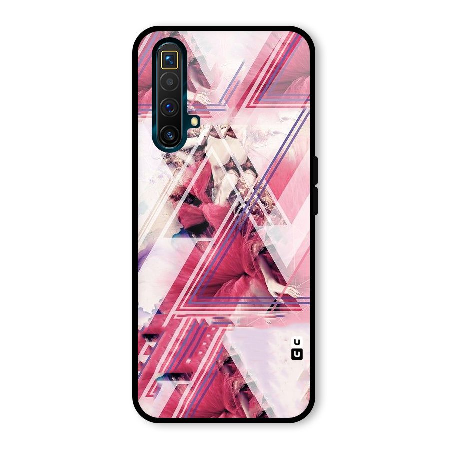 Pink Rose Abstract Glass Back Case for Realme X3