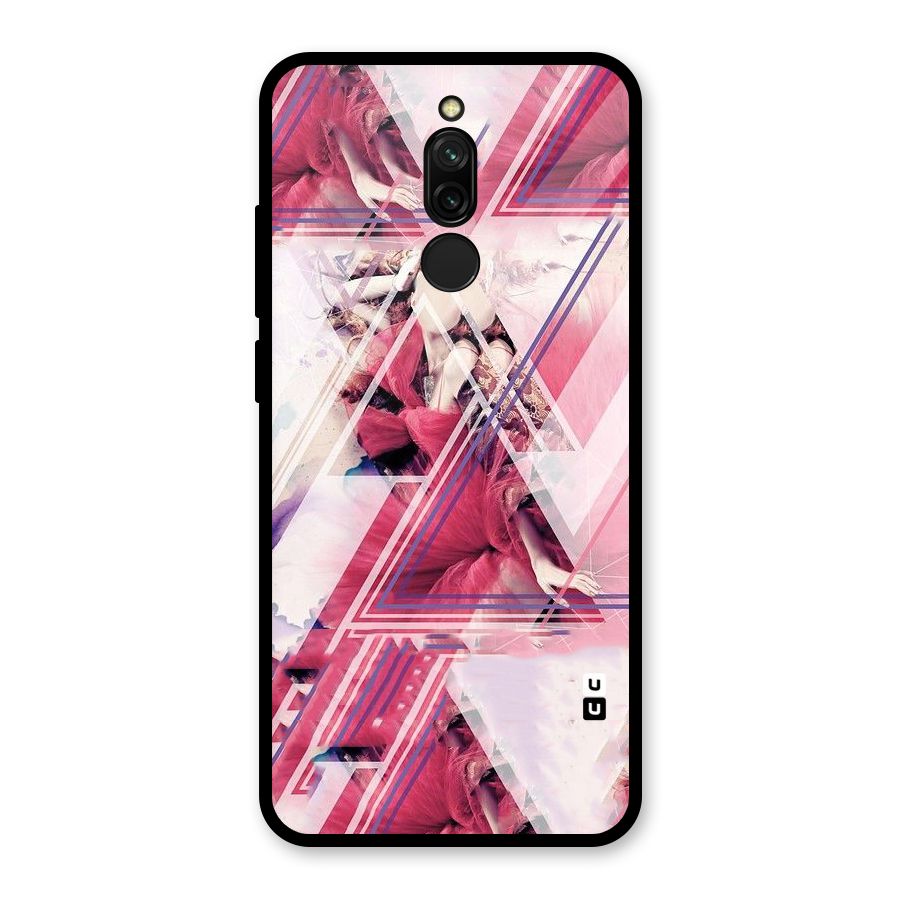 Pink Rose Abstract Glass Back Case for Redmi 8