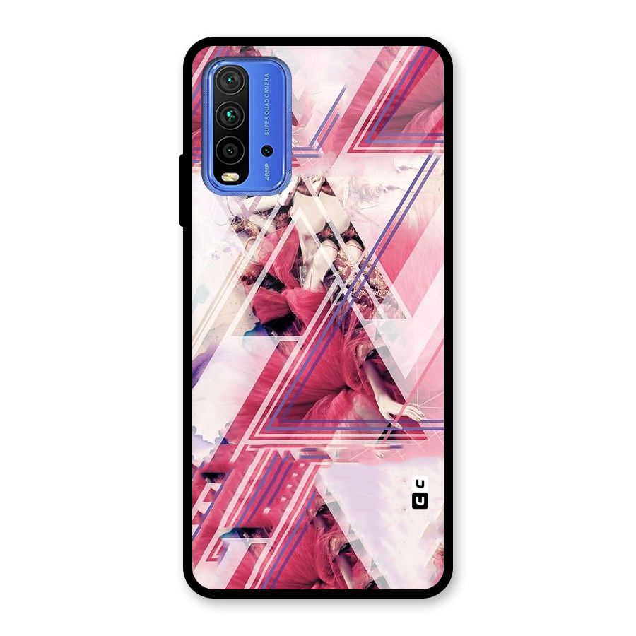Pink Rose Abstract Glass Back Case for Redmi 9 Power