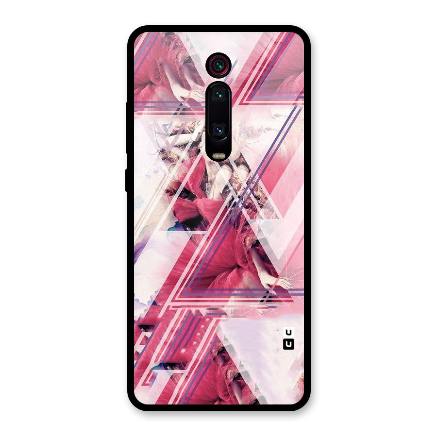 Pink Rose Abstract Glass Back Case for Redmi K20 Pro