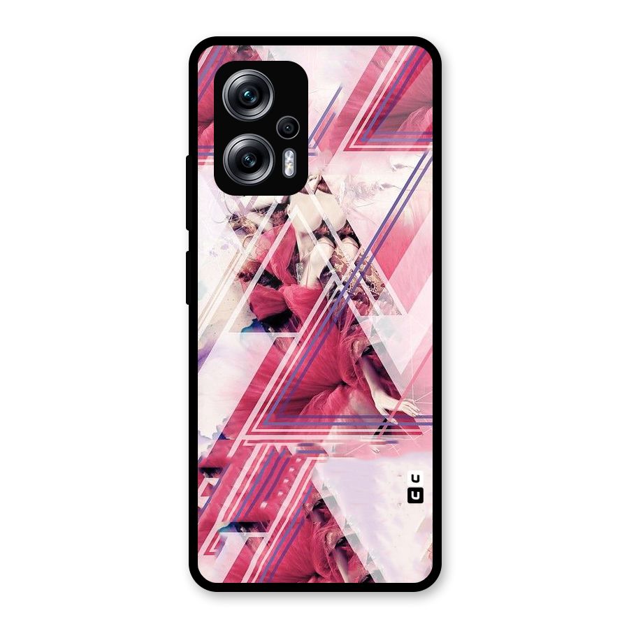 Pink Rose Abstract Glass Back Case for Redmi K50i