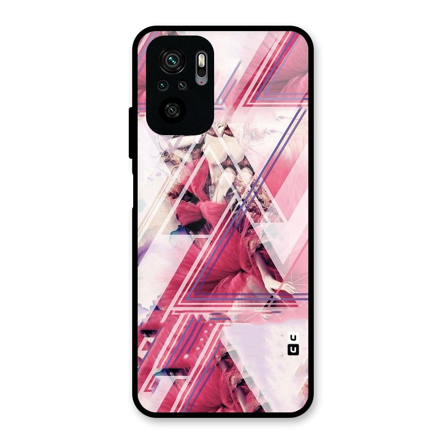 Pink Rose Abstract Glass Back Case for Redmi Note 10