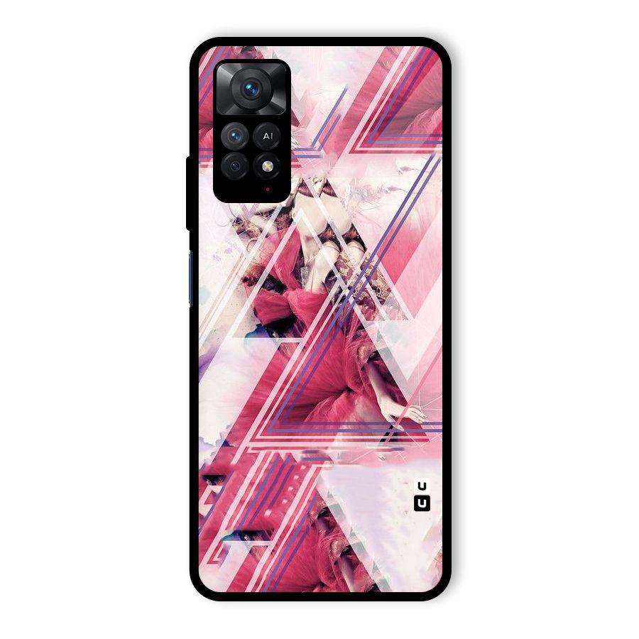 Pink Rose Abstract Glass Back Case for Redmi Note 11 Pro
